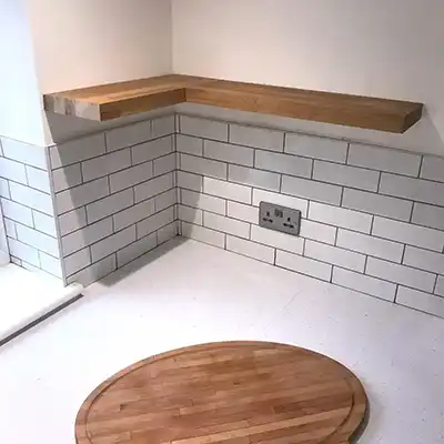 kitchen tiles with bread board